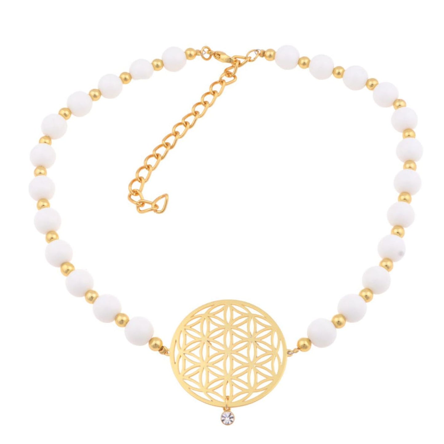 "White agate flower of life necklace (C22/KOR/137AU)"