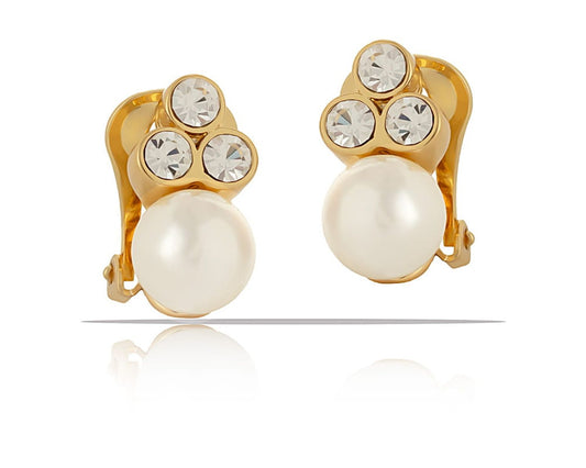 "Clips with pearl and crystals from the Classic collection (E6416AG)"