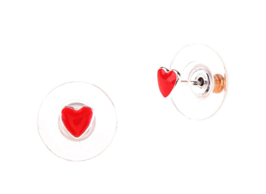 "Red heart earrings (P14770AG-E227)"