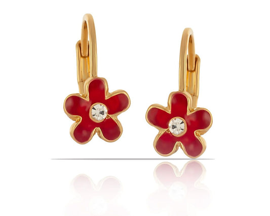 "Red flower earrings (P13270/RED/AU)"