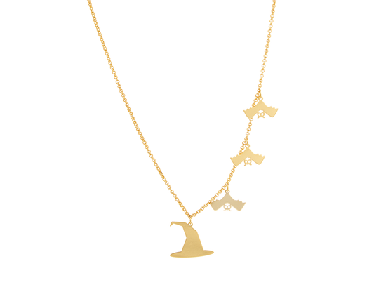 "Necklace with bats and hat (C21/HAL/06)"